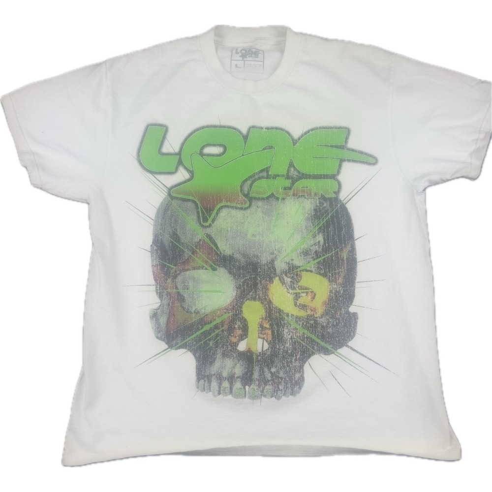 Lone Star Mens Skull Star Graphic T-Shirt L White Short Sleeve Streetwear‎ Tee